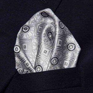 NEW Gascoigne Pocket Square Gray Black Geometric Men's